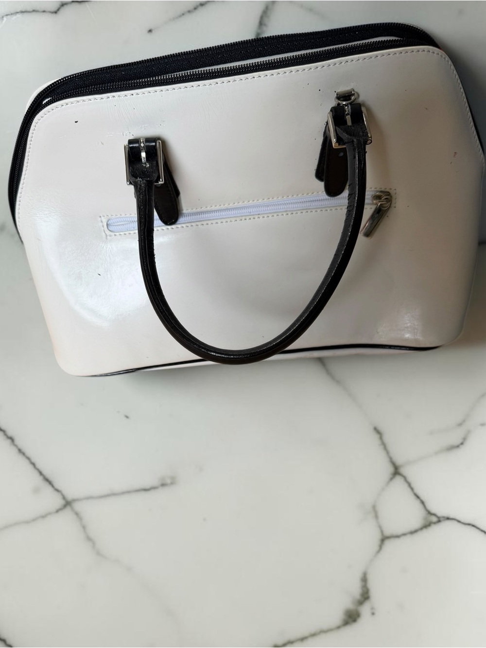 Focus Paris White Patent Leather Satchel Made in France AS-IS Vintage Bag